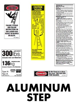 Aluminum Step Ladder Safety Labels