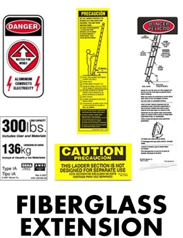 Fiberglass Extension Ladder Safety Labels